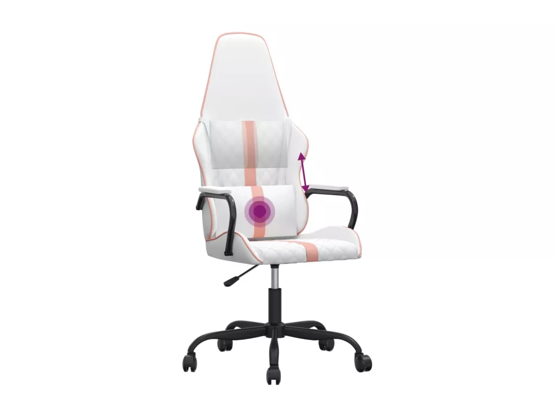 Chaise de jeu de massage rose et blanc similicuir
