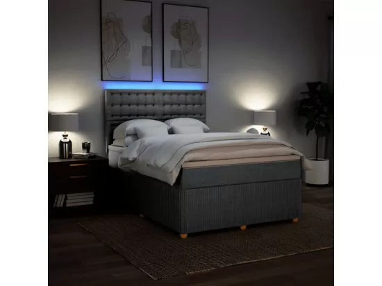 Sommier à lattes de lit avec matelas Gris clair 160x200cm Tissu