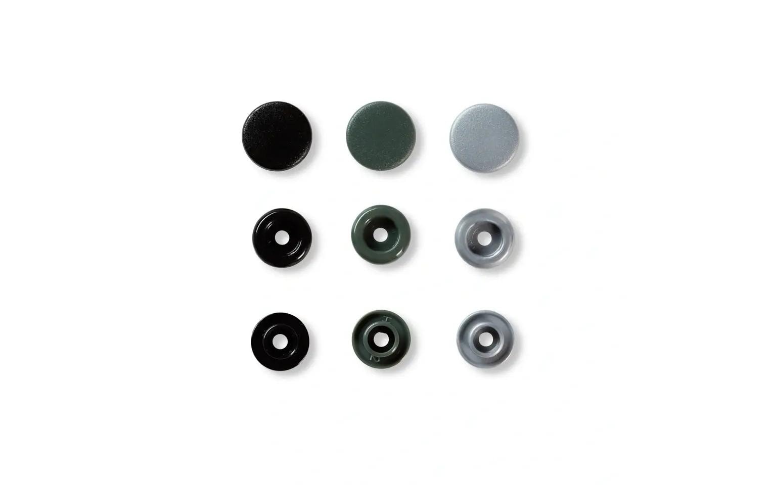 Druckknöpfe Color Snaps Love Grau, Ø 12,4 mm, 30 StückNähfreie Druckknöpfe