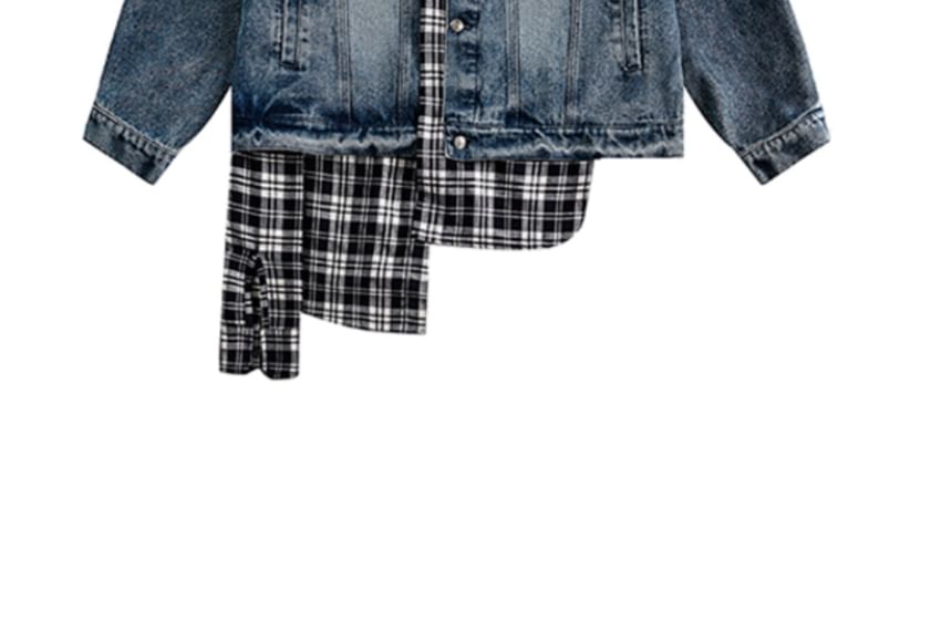 Zentrus - Geruit denim jasje met kraag en knopen