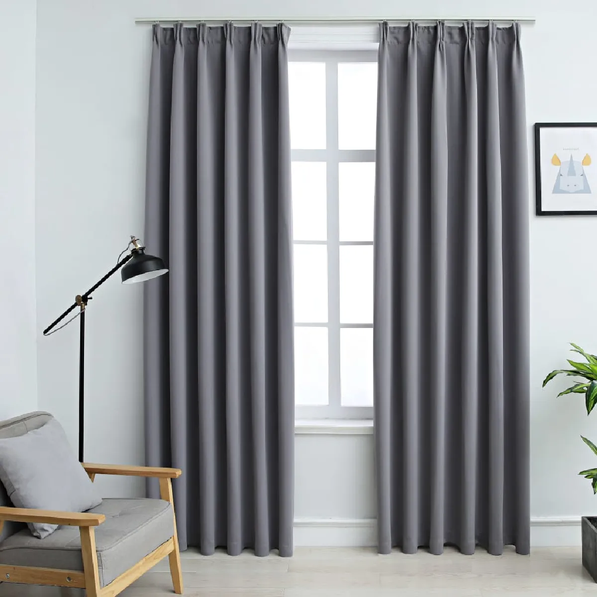 vidaXL Rideaux ocultants - Gris - 140x245 cm