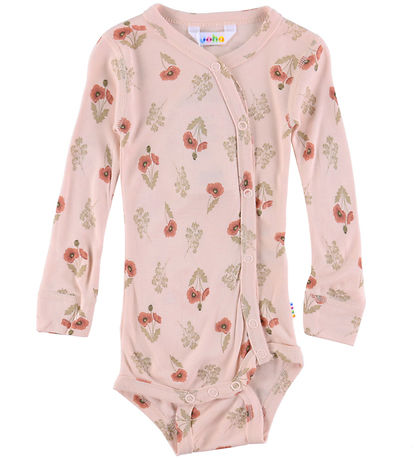 Joha Wickelbody l/ä - Viskose/Bambus - Rosa m. Blume