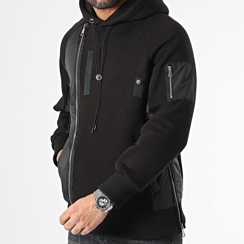 Sweat Zippé Capuche Noir