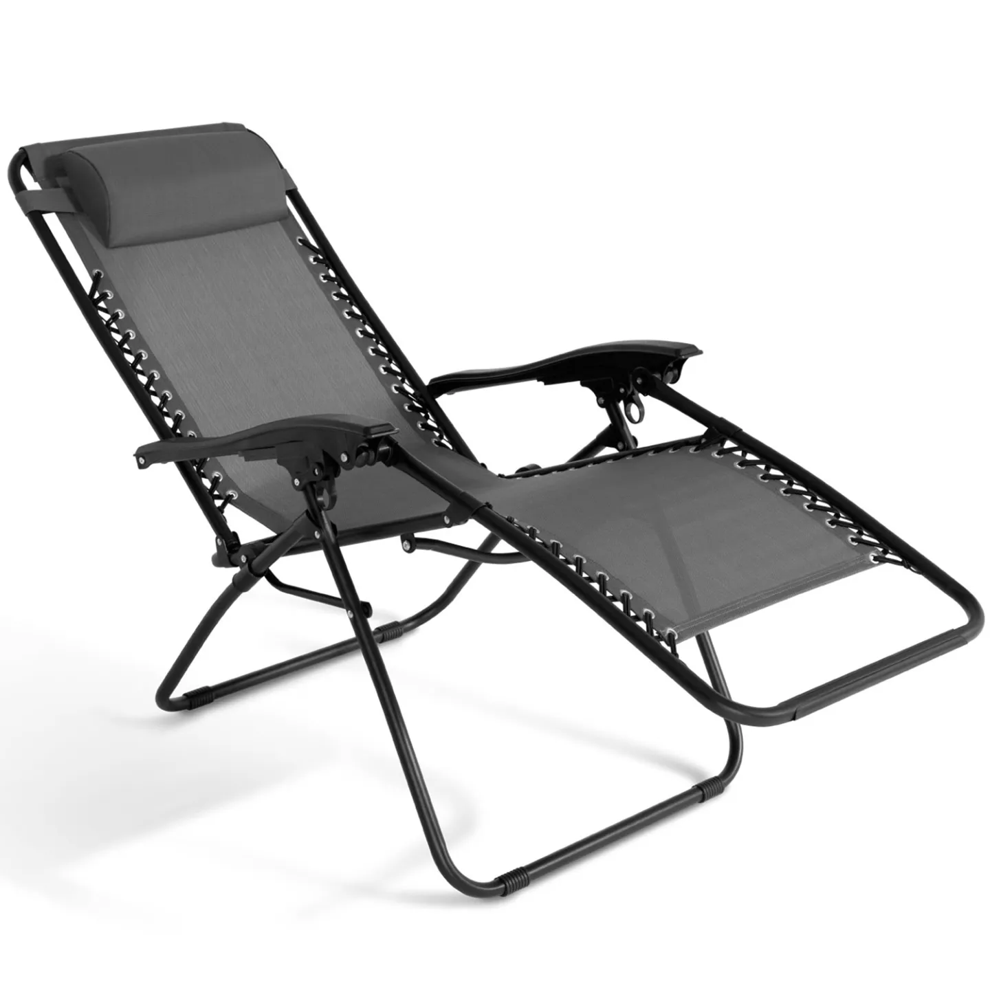 Lot de 2 fauteuils de jardin inclinables RELAX grand confort gris anthracite
