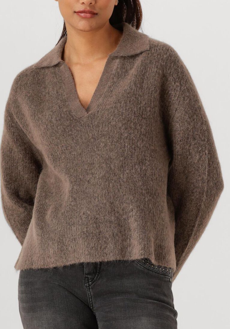 bruine mos mosh trui mmthora aidy polo knit