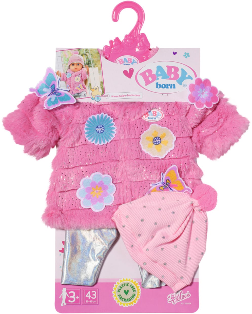 Baby Born Puppenkleidung »Glitzer Mantel,  43cm« bestehend aus Jacke, Leggings und Mütze