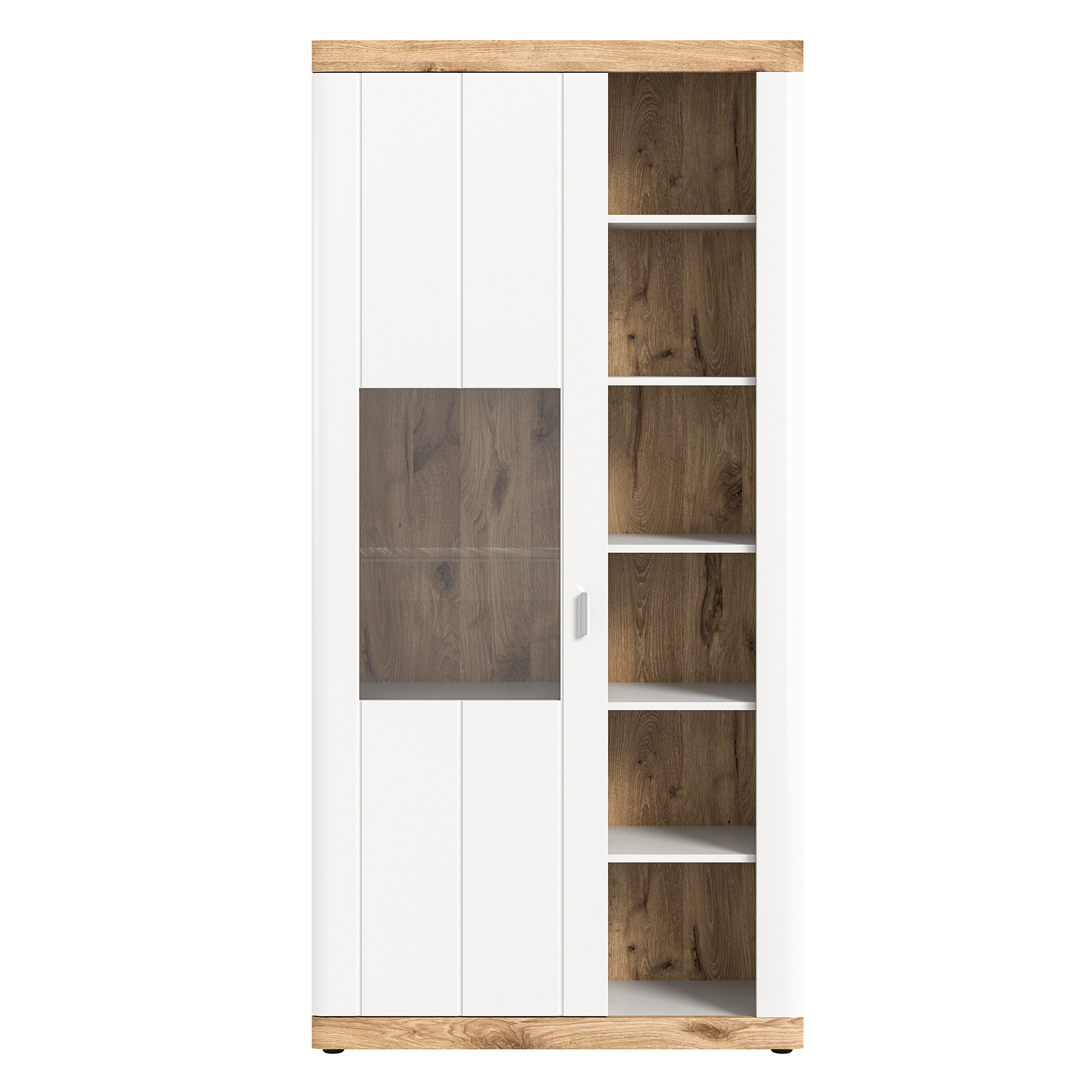 Standvitrine LAREDO - weiß - Nox Oak - 100 cm