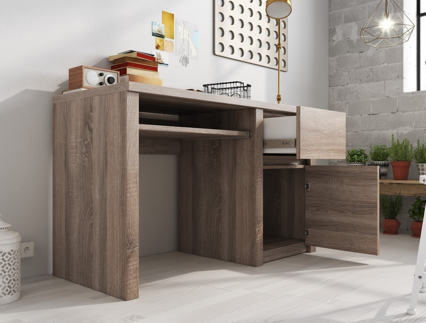Meubella - Bureau Monaco - Truffel eiken - 120 cm