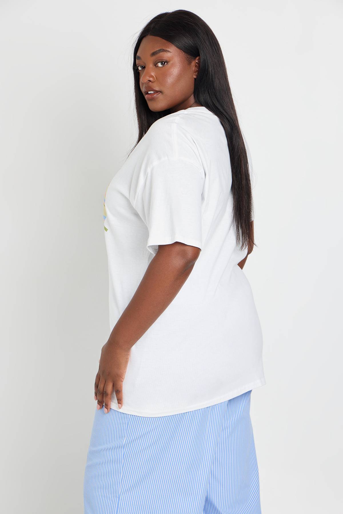 boohoo T-shirt Oversize Imprimé Bikini À Rayures Grande Taille