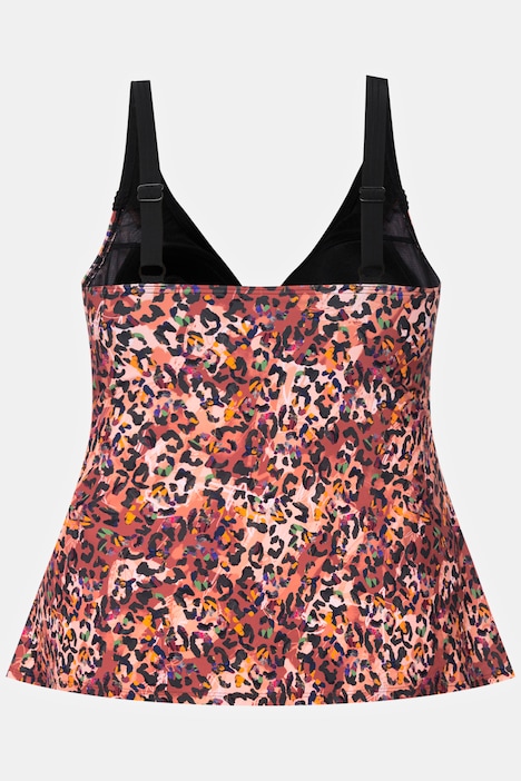 Tankini, Leomuster, Perlen, Softcups, längeres Oberteil