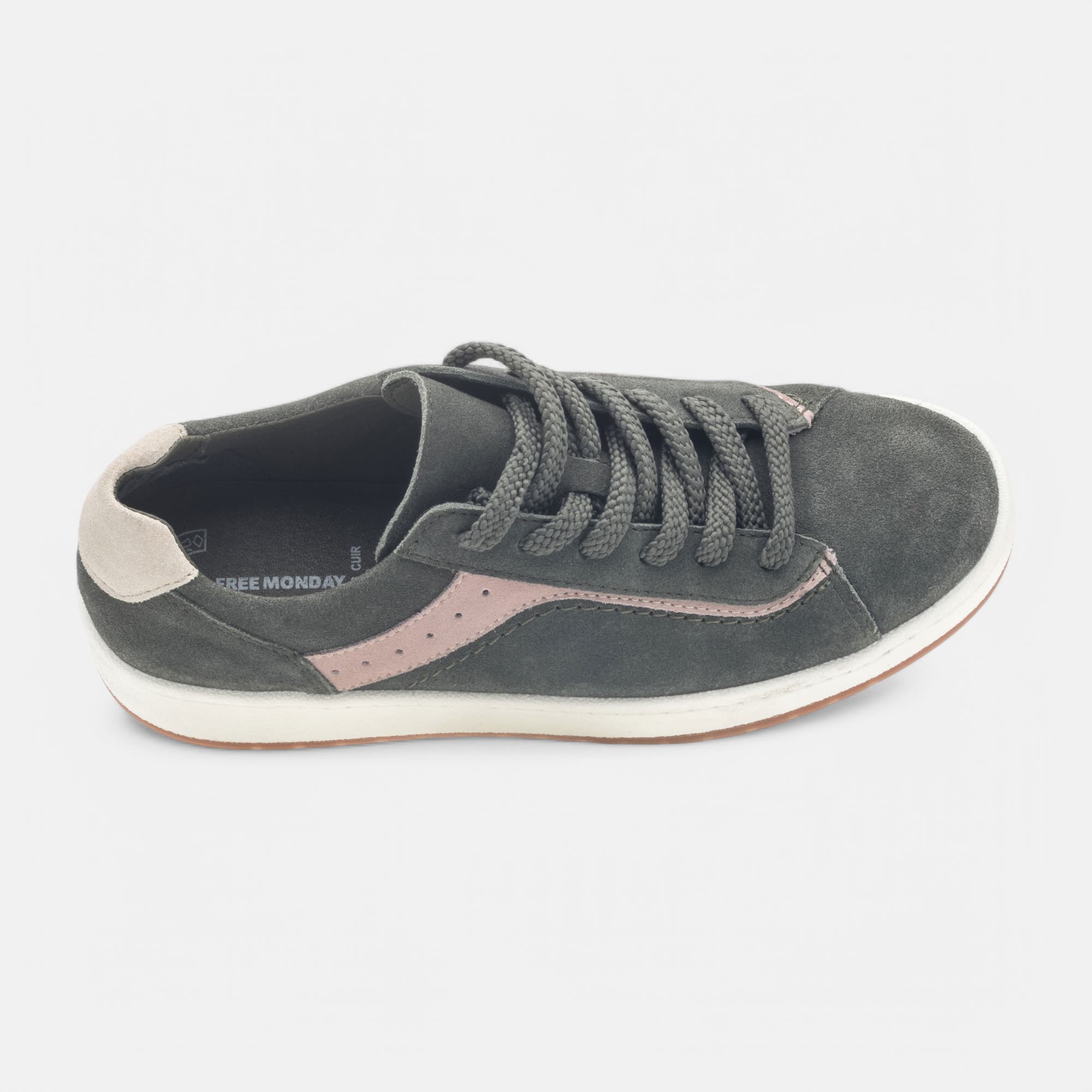 Baskets basses Femme en cuir kaki