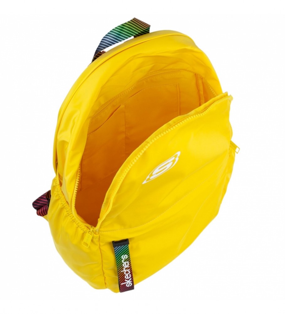 Mochila Skechers com bolso interno para tablet iPad S894 Amarela - 30x46x15cm -