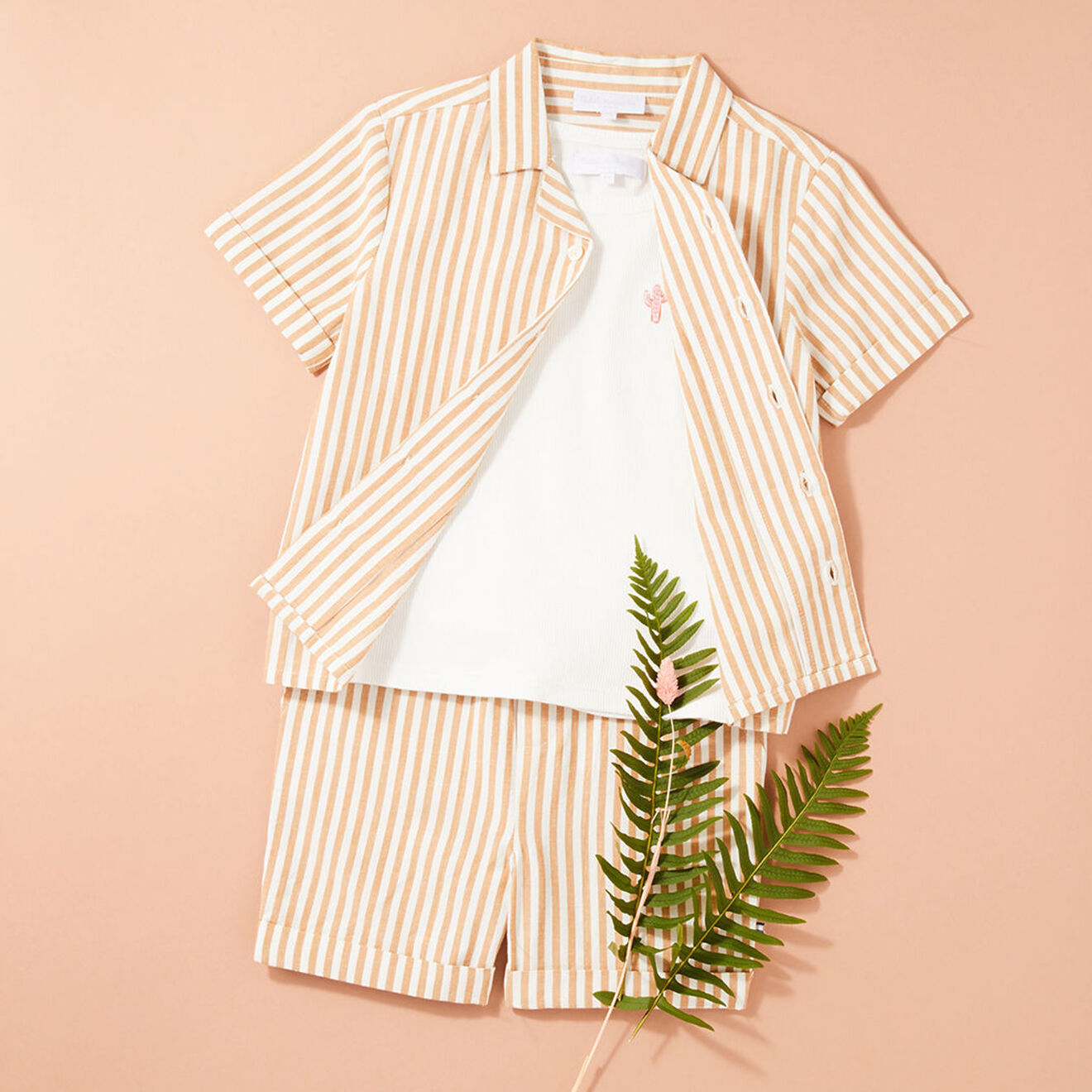 Cadet Rousselle Chemise Volmo en Coton et Lin mélangés rayée blanc/orange