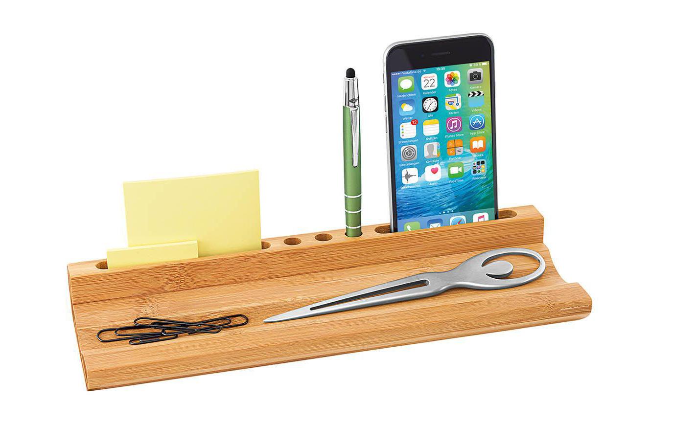 Stiftehalter Mit Smartphone-Halter, BambusTischorganizer aus Bambus