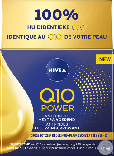 Nivea Q10 Power Anti-Rides + Ultra-Nourrissant Soin De Nuit Peaux Sèches À Très Sèches 50ml