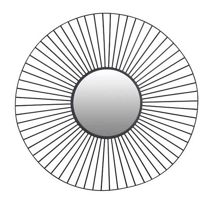 Miroir métal rond filaire noir diam.60cm
