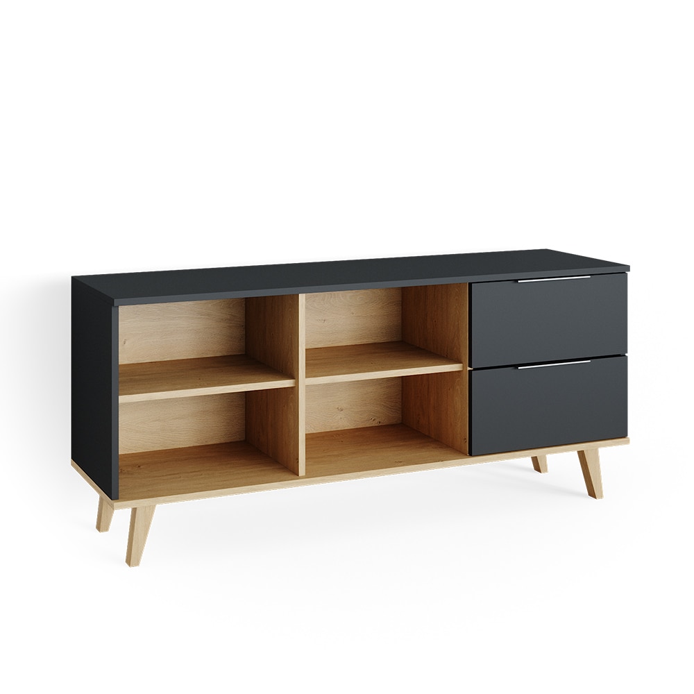 Vicco Kommode Wohnzimmerschrank Anrichte Neptune Anthrazit/Buche Schublade 134cm