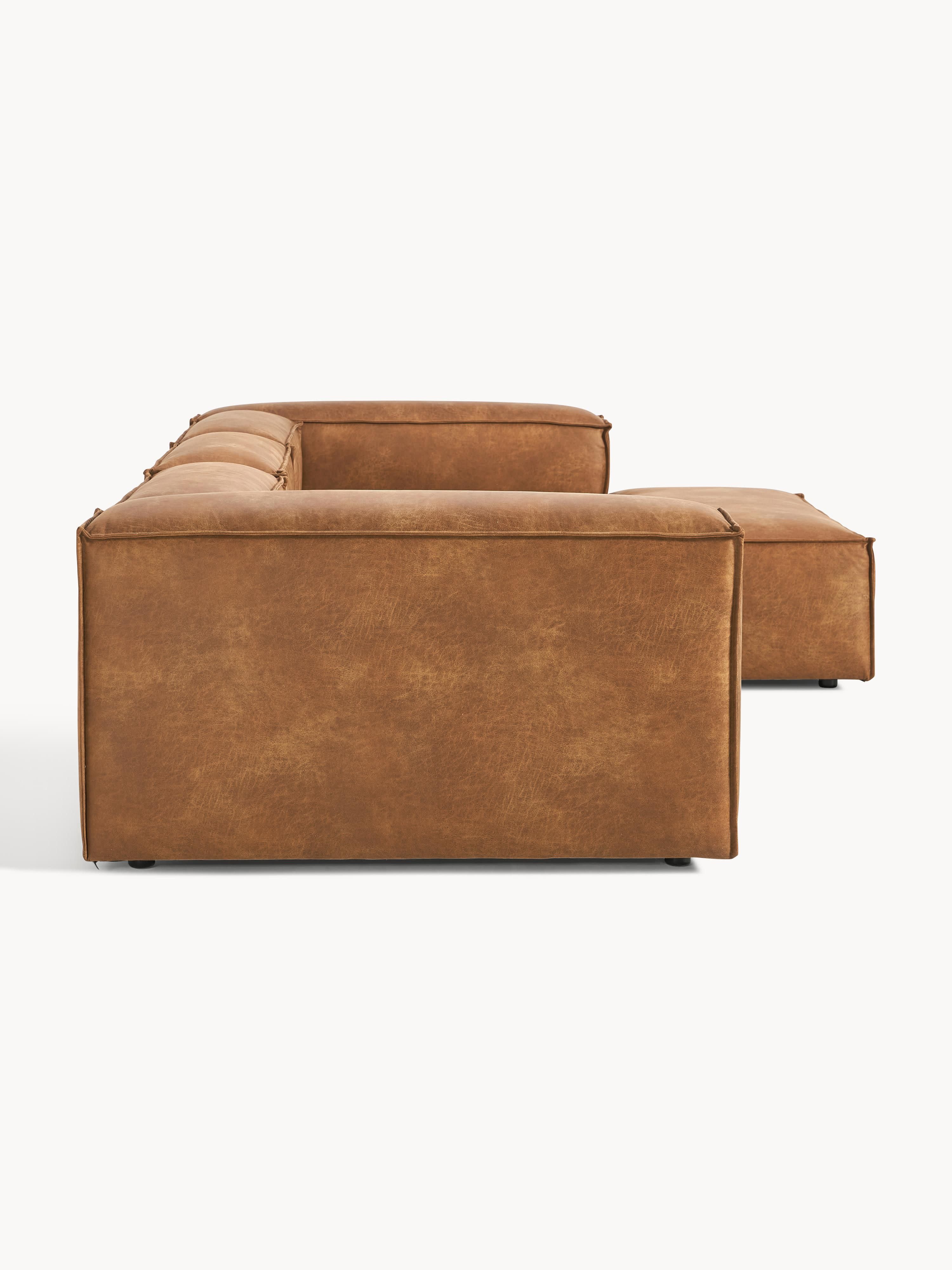 Modulaire hoekbank van gerecycled leer Lennon (4-zits)