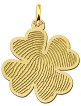Gouden vingerafdruk sieraad klaver Names4ever