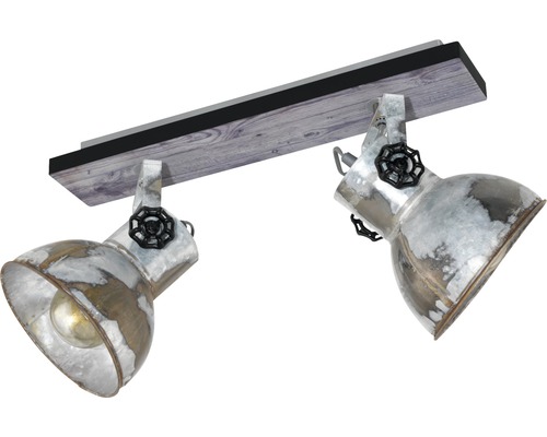 Plafondlamp, 2-lichts, L 47,5 cm, bruin/patina/zwart