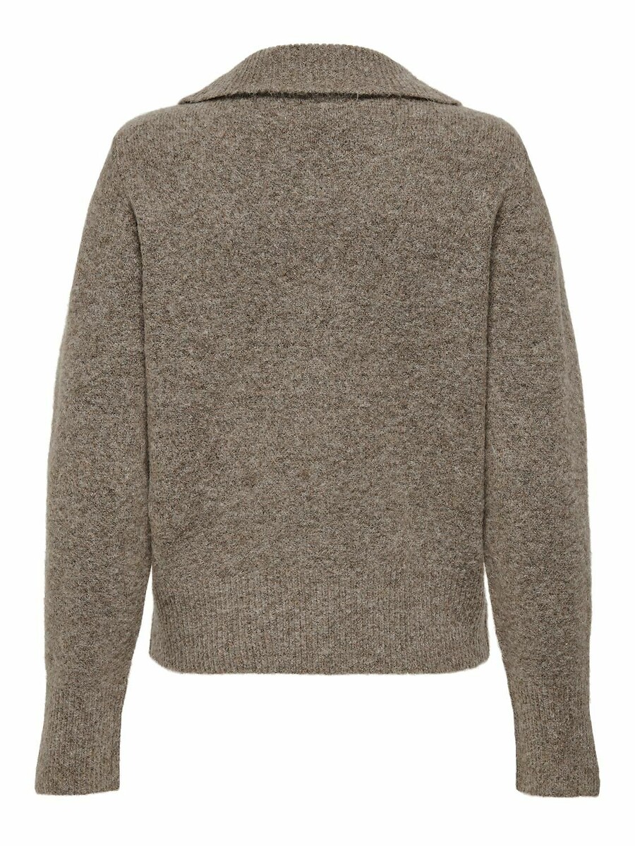 SOMENTE<br>Suéter em malha felpuda, gola polo