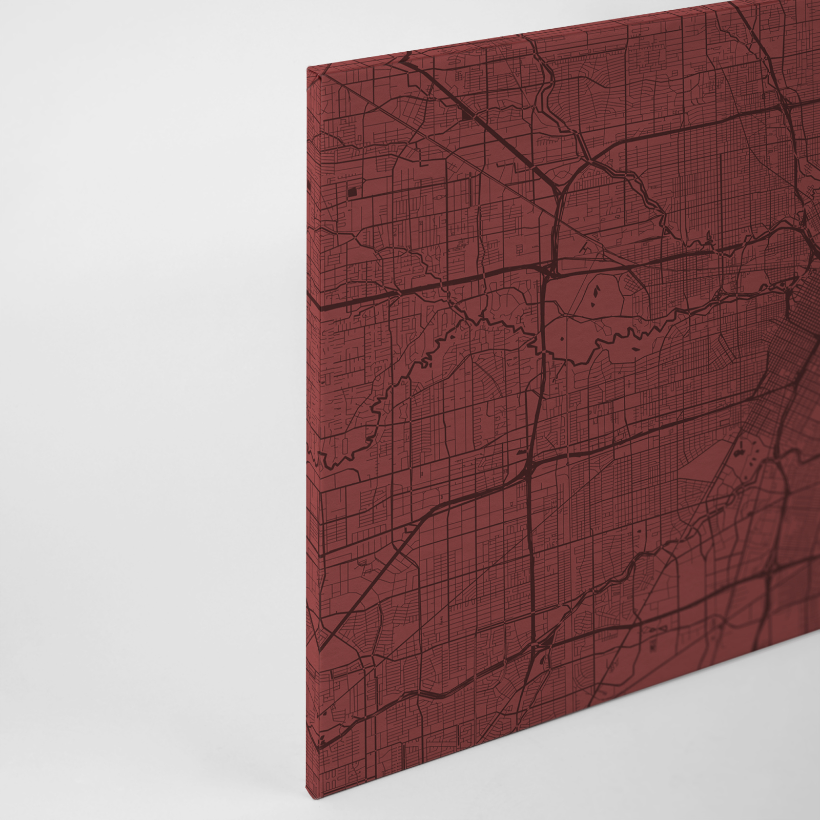 Leinwandbild STADTPLAN - rot-schwarz - 90x60 cm