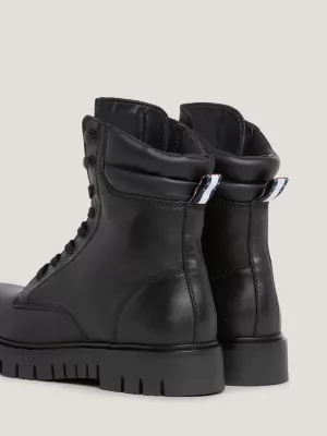 Botas de tornozelo de couro com cadarço