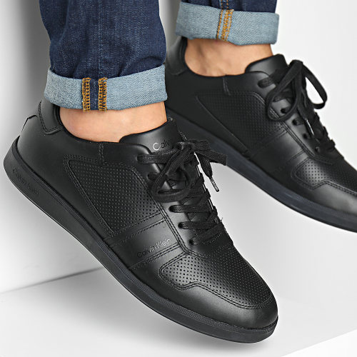 Baskets Low Top Lace up Leather 0471 Triple Black