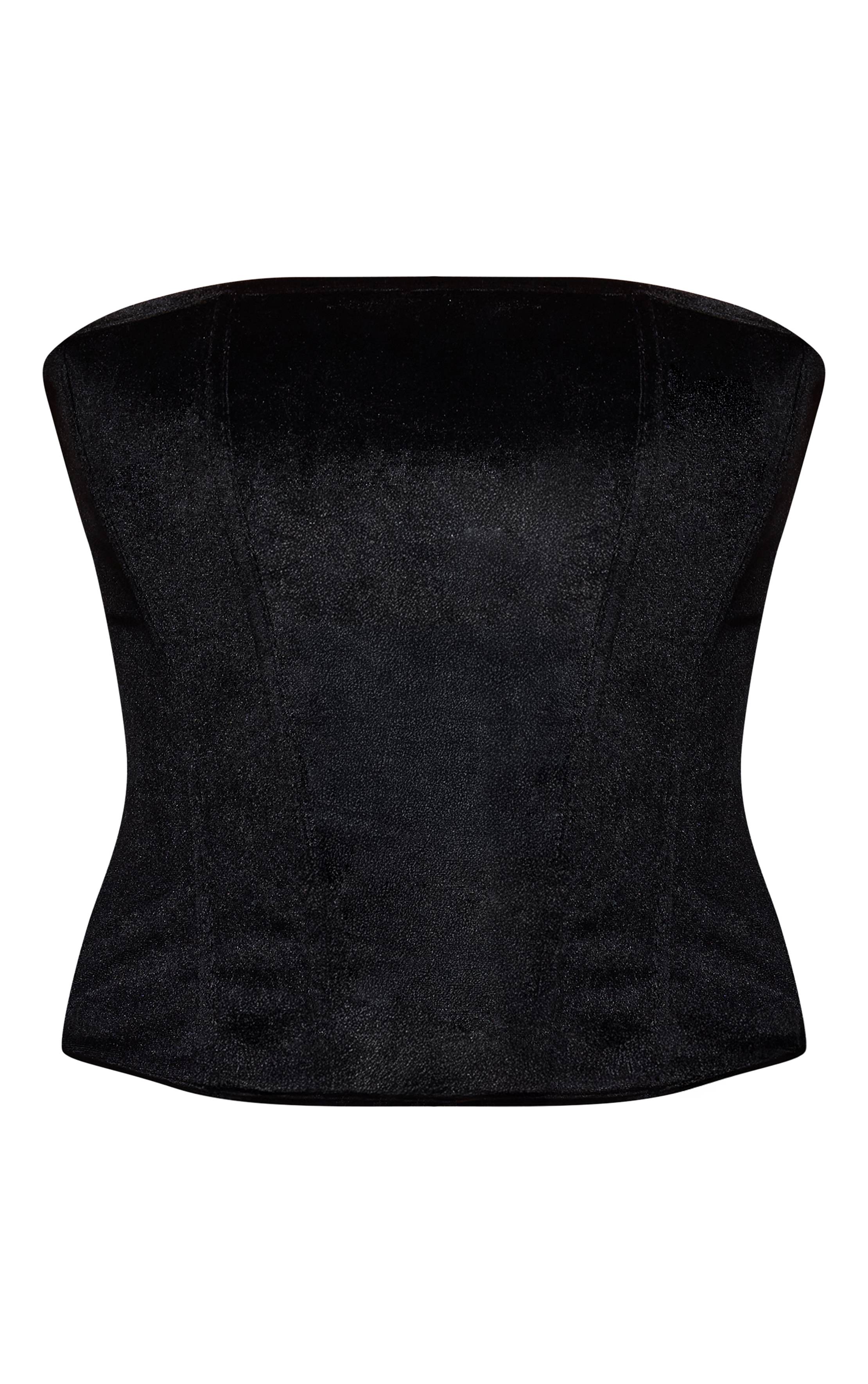 Noir Corset En Velours À Lacets Avec Baleines