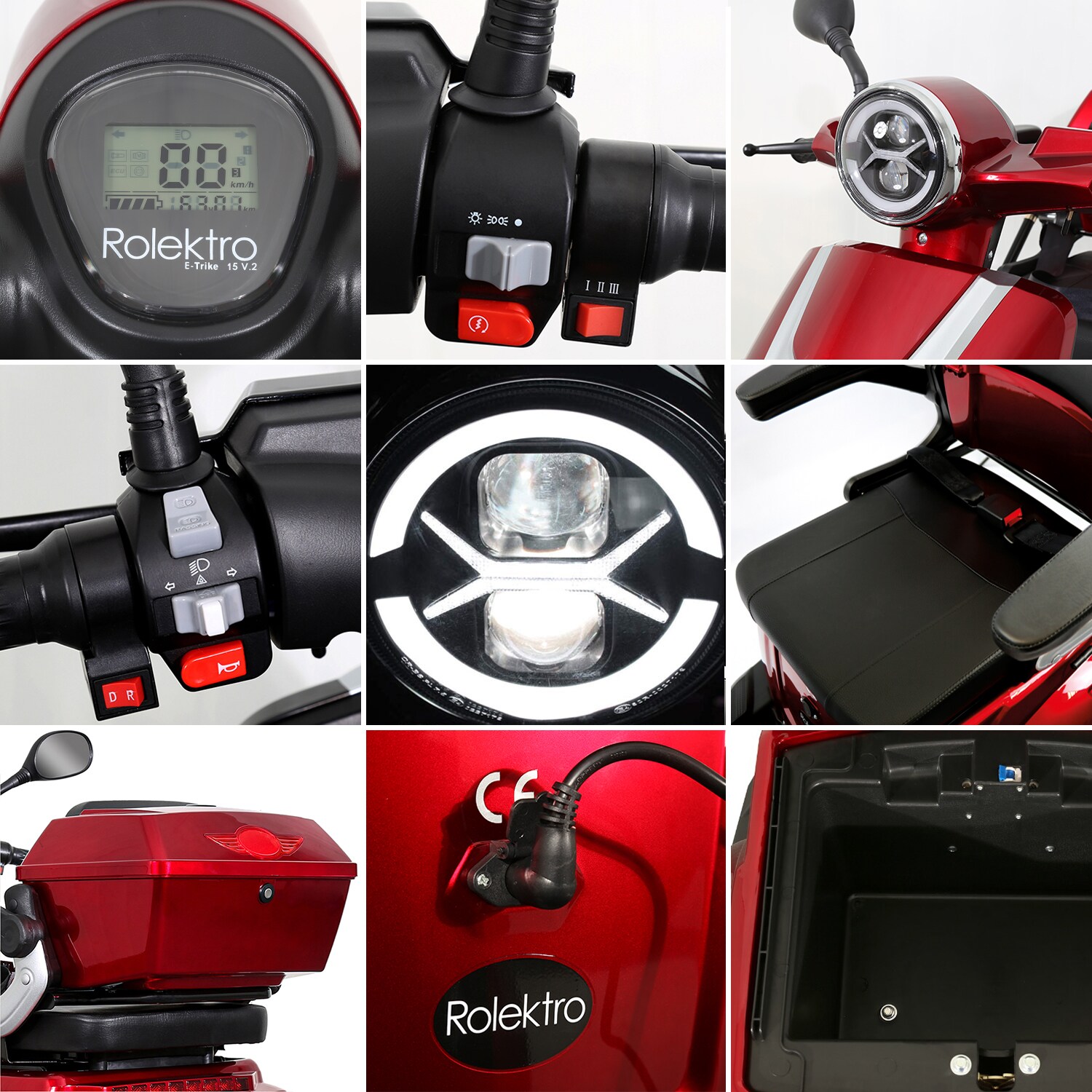 Rolektro Elektromobil E-Trike 15 V.2, rot