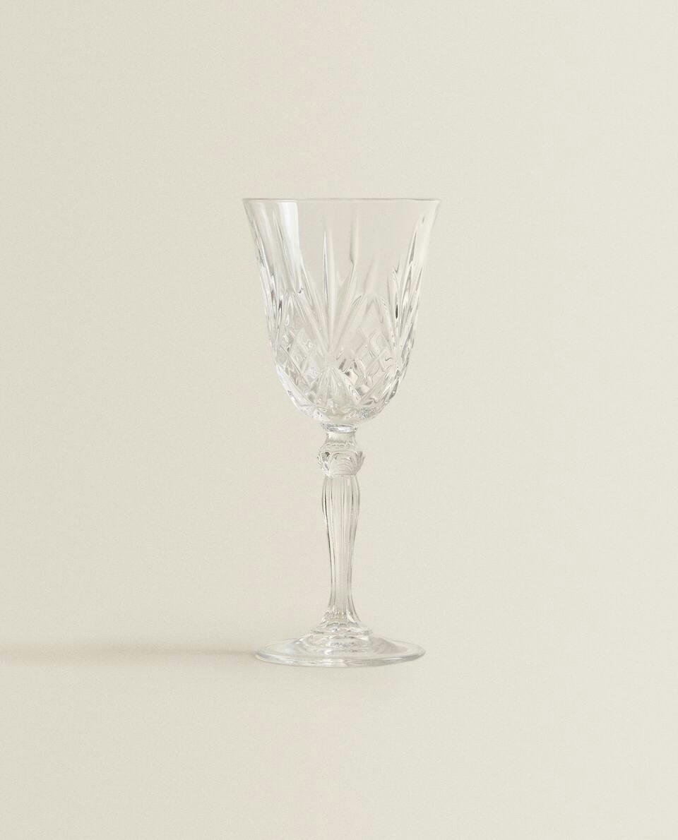 TAÇA DE VINHO DE CRISTAL LAPIDO