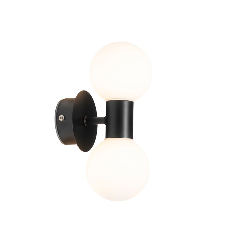 Moderne wandlamp zwart IP44 2-lichts - Cederic