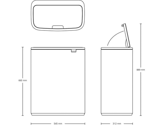 BRABANTIA - Poubelle à pédale Bo Pedal Bin 2 x 30L - Platinium