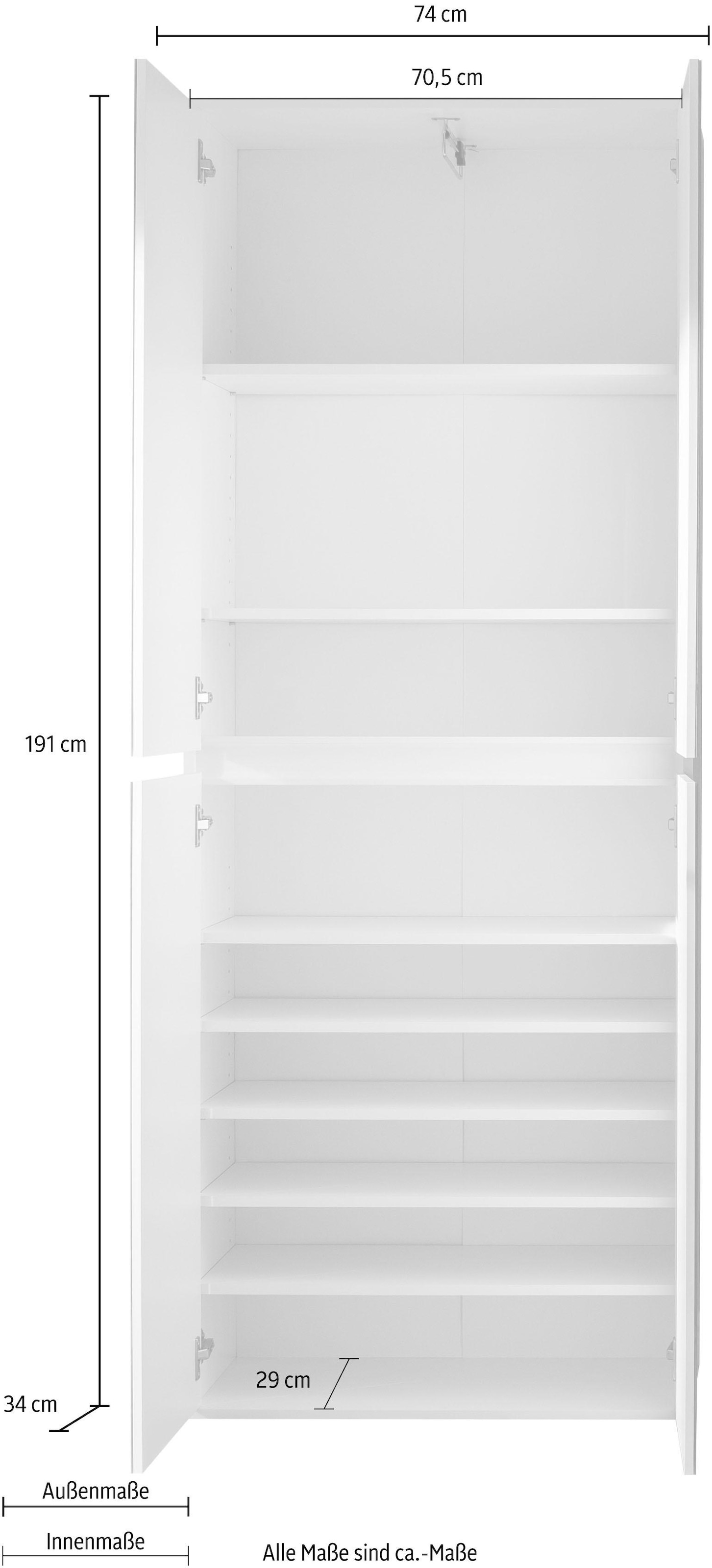 INOSIGN Garderobenschrank »Malcesine« Garderobenschrank mit 4 Türen - (B/T/H) 74/34/191 cm