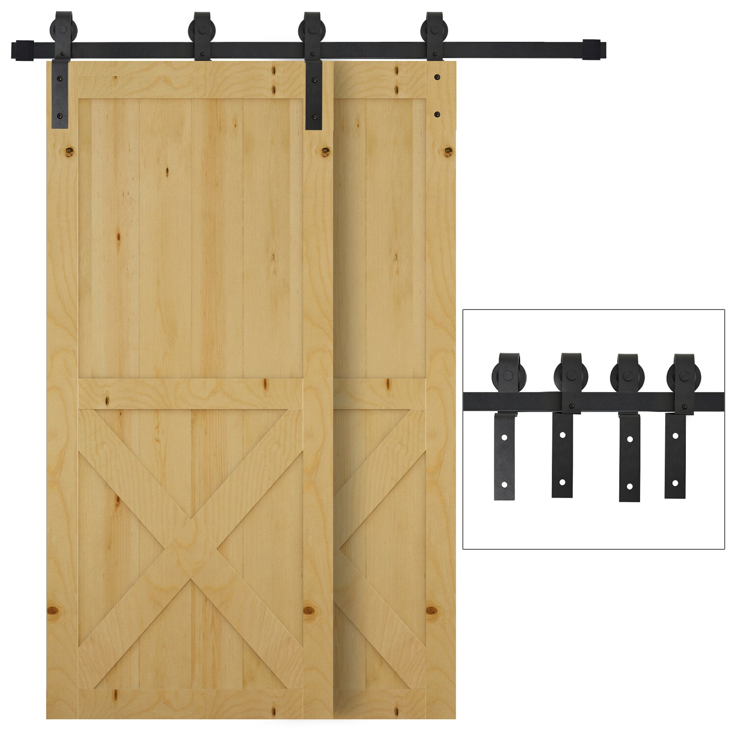 HOMCOM Schiebetürsystem mit Aufhängung für eine Tür schwarz 200 x 0,6 x 4 cm (BxTxH)
