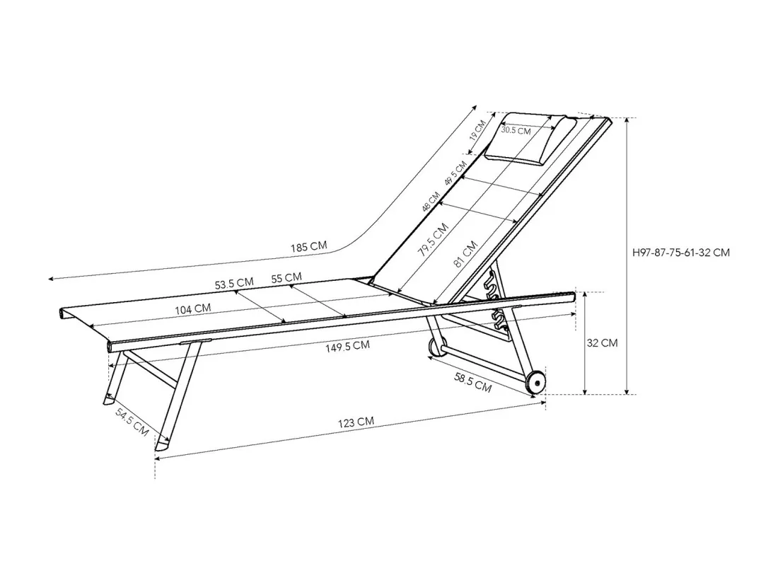 Lot de 2 transats inclinables et empilables - Anthracite - SUNNY