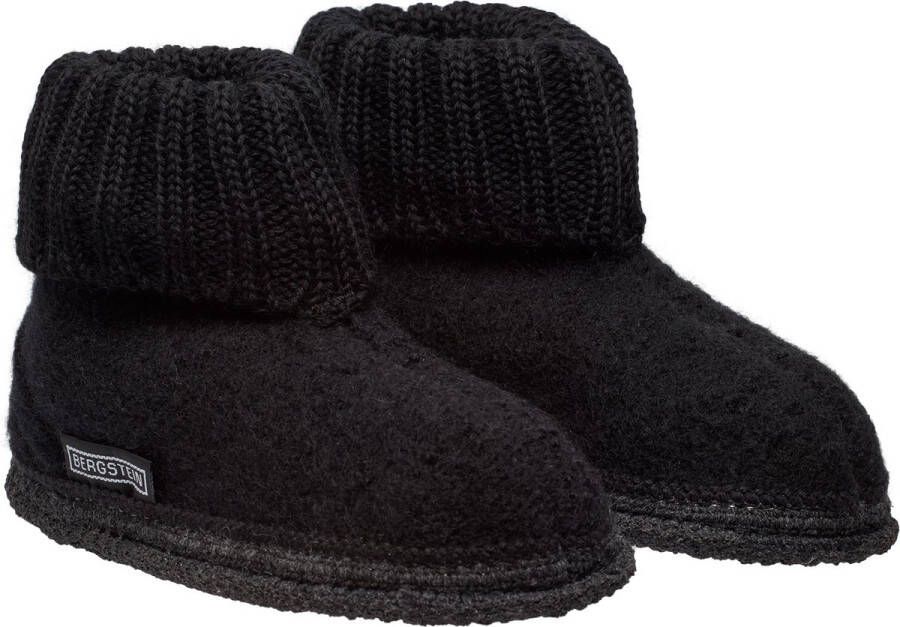 Bergstein Cozy Sloffen Pantoffels voor en kinderen 100% Zuiver sc wol Black