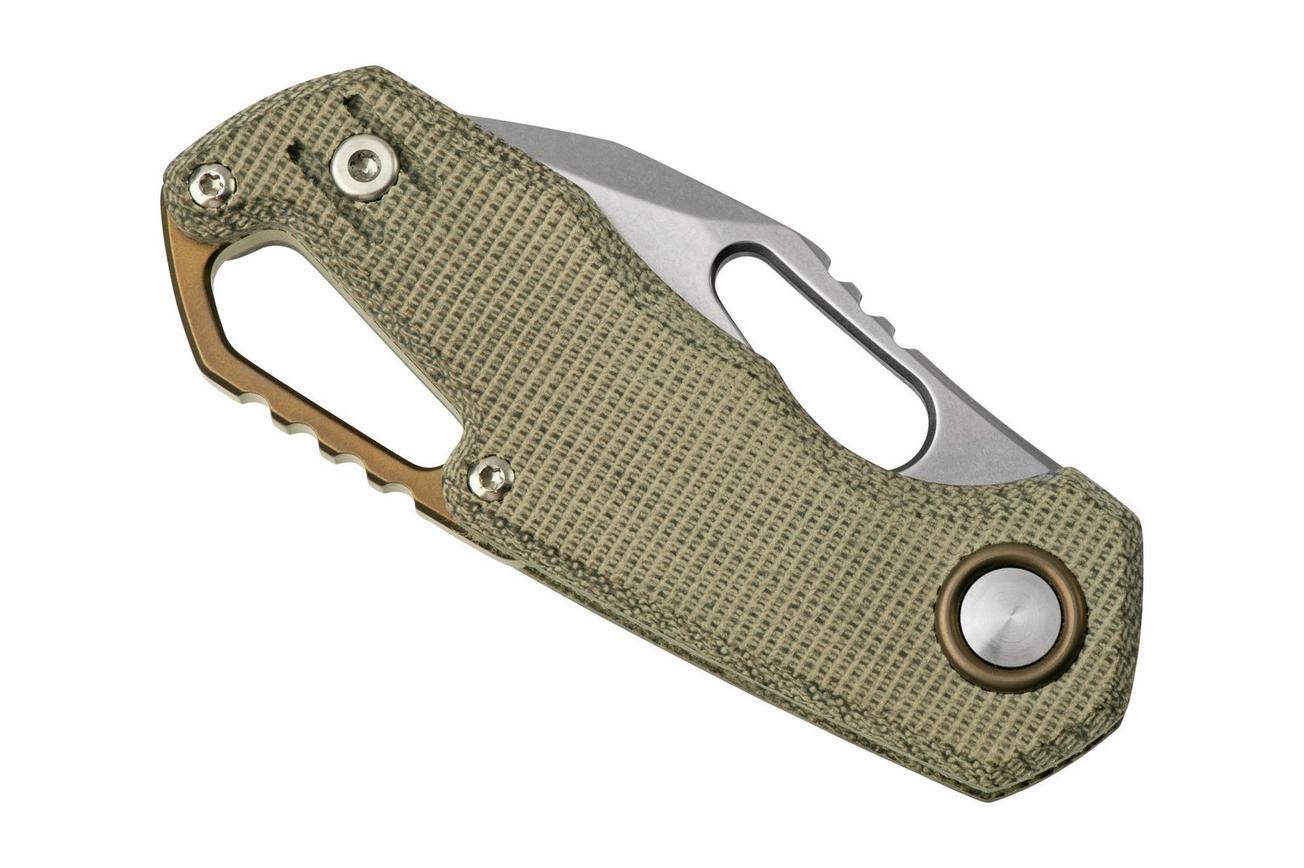 MKM Isonzo FX03M-3GC Clippoint M390, Green Canvas Micarta zakmes, Jesper Voxnaes design