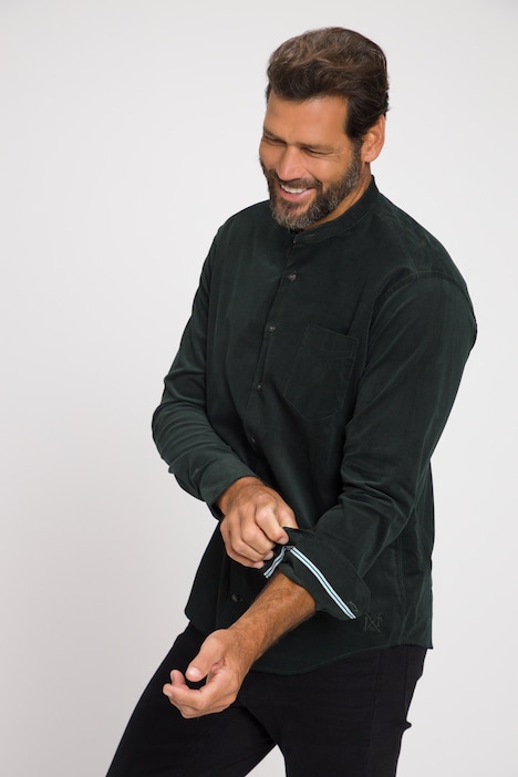 Cordhemd, Langarm, Stehkragen, Modern Fit