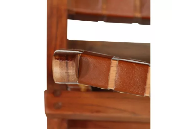 Fauteuil pliable Bandes croisées Marron Cuir véritable