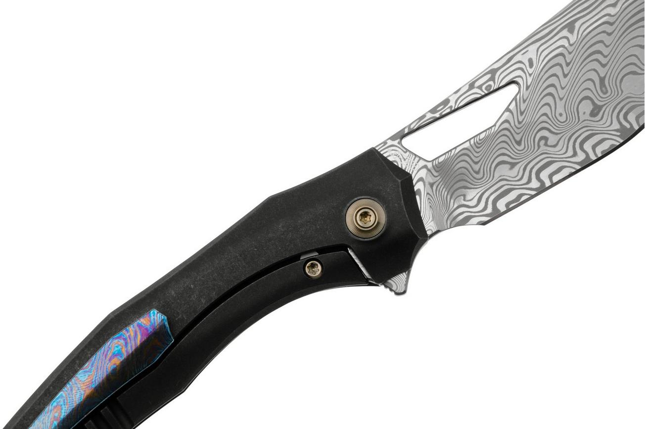 WE Knife Ignio WE22042B-DS1 Hakkapella Damasteel, Titanium, zakmes, Toni Tietzel design