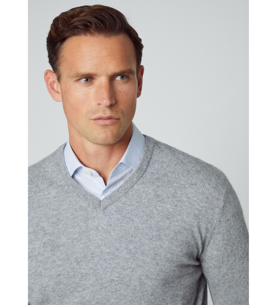 Hackett Jersey Merino Cash Mix V cinza