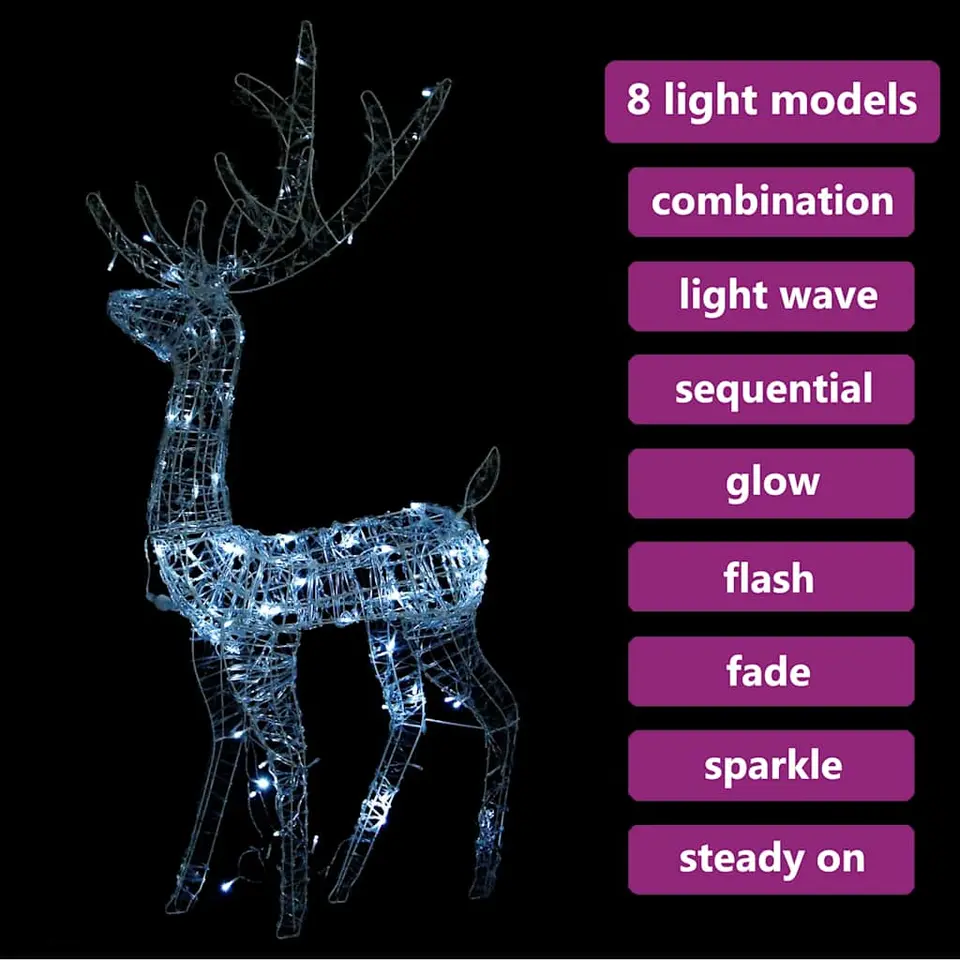 vidaXL - Rendier Kerstdecoratie - Koudwit - 70 x 41 x 120 cm