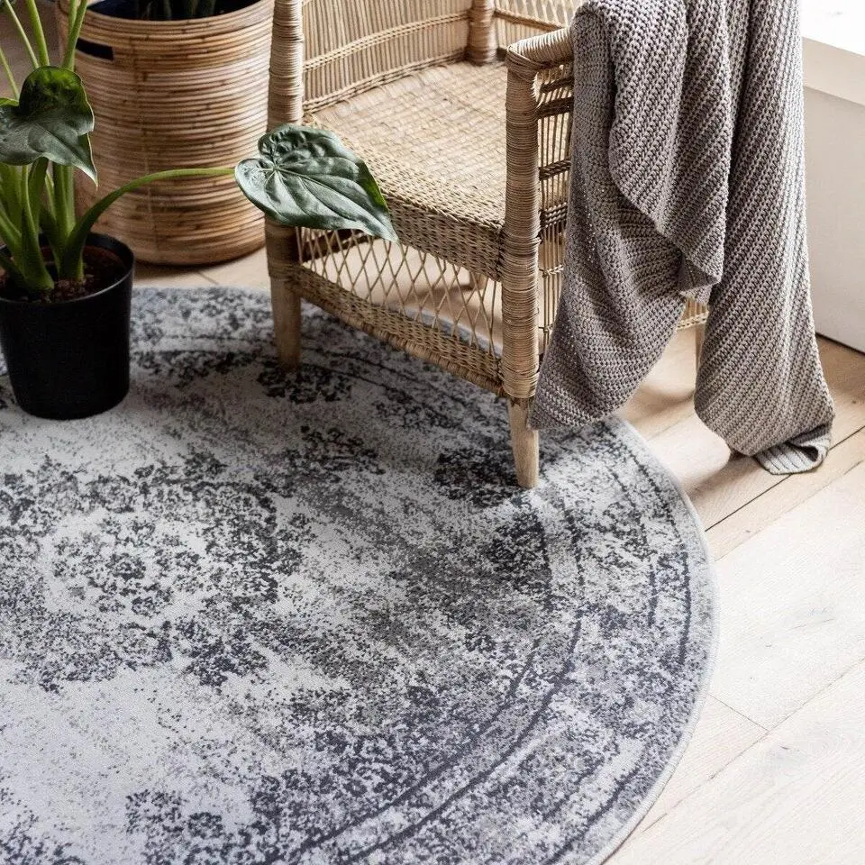 EVA Interior rond vintage Vloerkleed Bloom Grijs - 235 x 235 cm