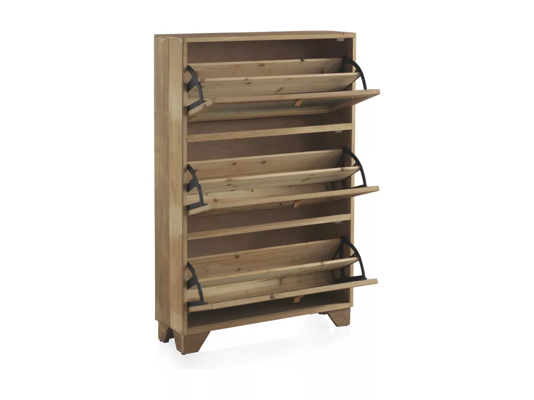 Rangement pour chaussures en bois de sapin avec 3 portes