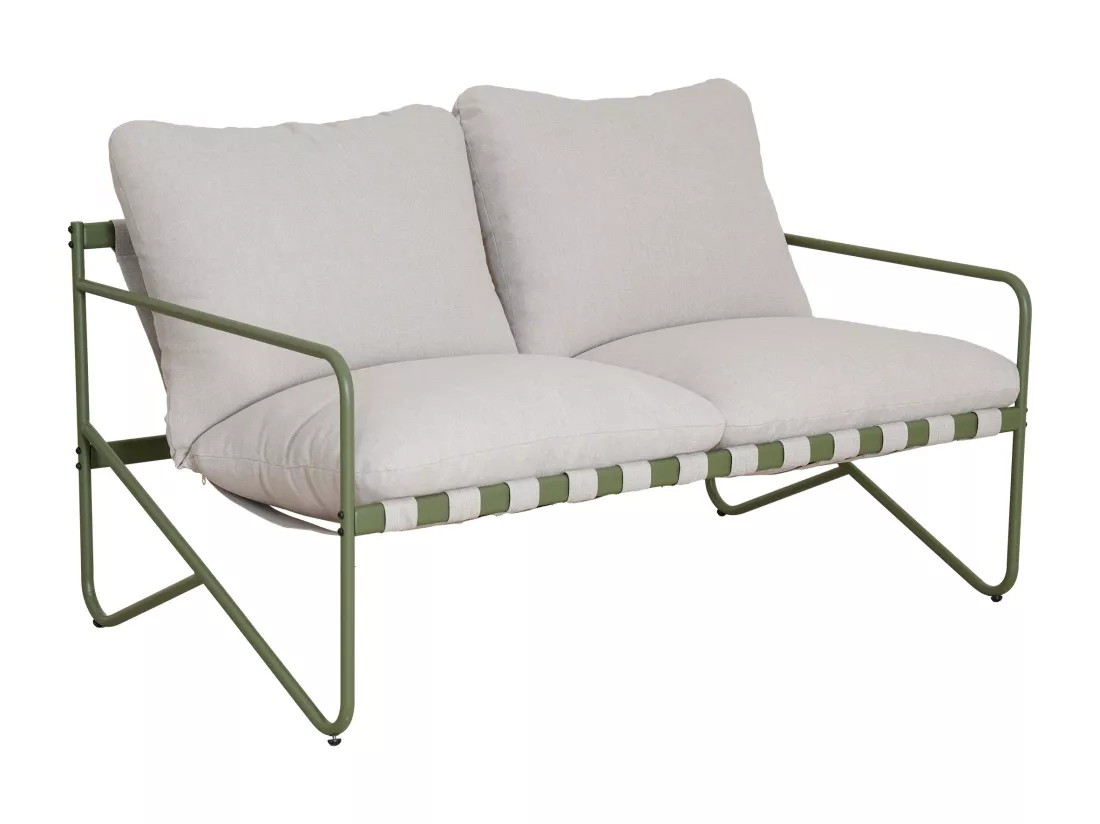 Salon de jardin en acier : un canapé 2 places, 2 fauteuils et une table basse - Vert - MILOPE de MYLIA