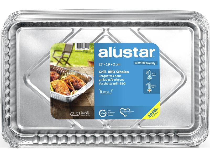Alustar Grillschale 27 x 19 x 2 cm, 10 Stück BBQ Schalen