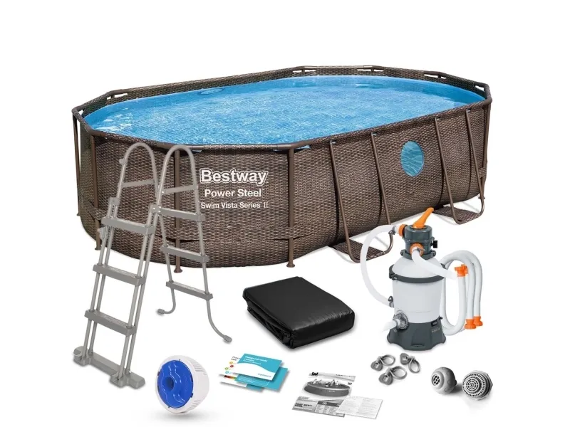 Bestway Power Steel 56946, 10949 L, Indrammet pool, Voksen & barn, Stige, Brun, 64,7 kg
