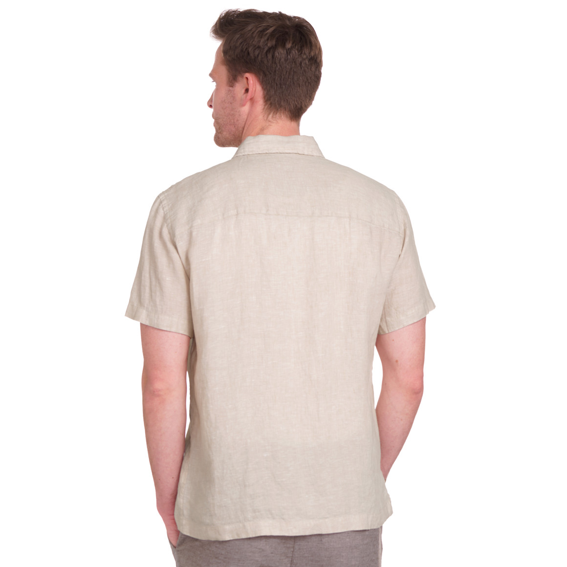 Herren Leinen-Hemd mit kurzen Ärmeln beige