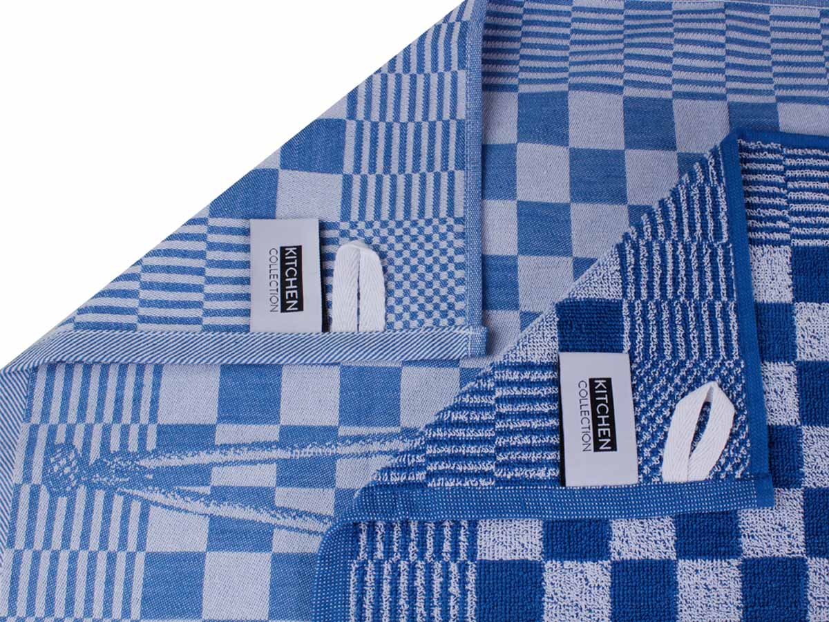 DoubleDry Schaatsen 50 x 70 cm set van 6 theedoeken - blauw